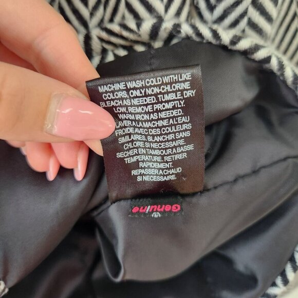 Volcom Black White Houndstooth Winter Pea Coat Jacket Toggle Buttons Women's S - Picture 7 of 7